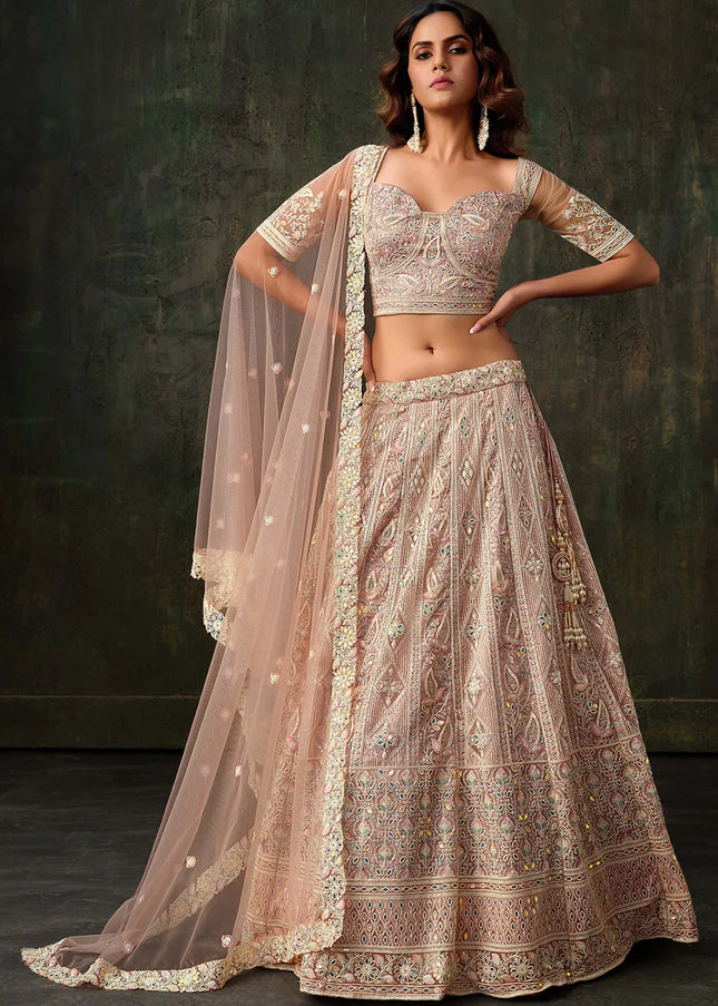 Pink Embroidered Lehenga Choli