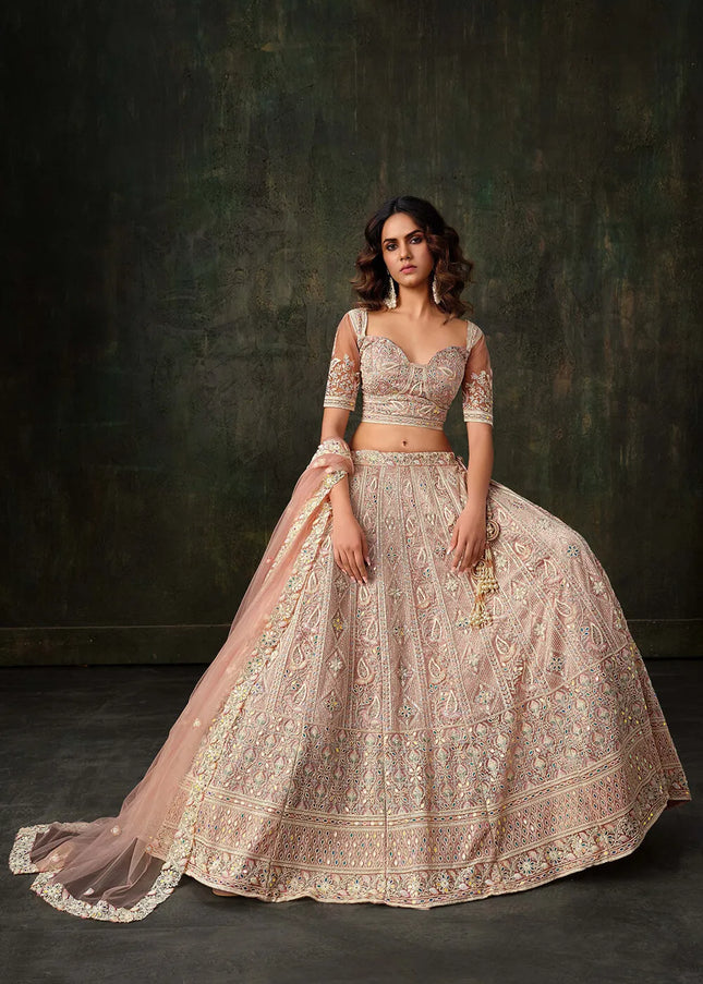 Pink Embroidered Lehenga Choli