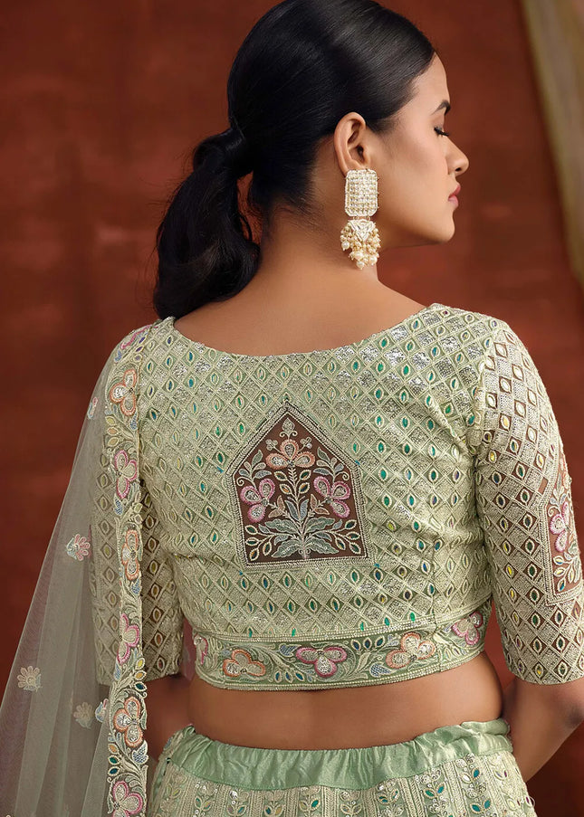 Green Embroidered Lehenga Choli