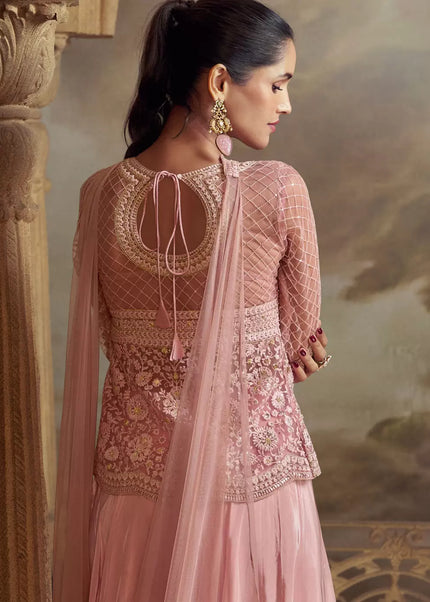 Pink Embroidered Sharara Suit