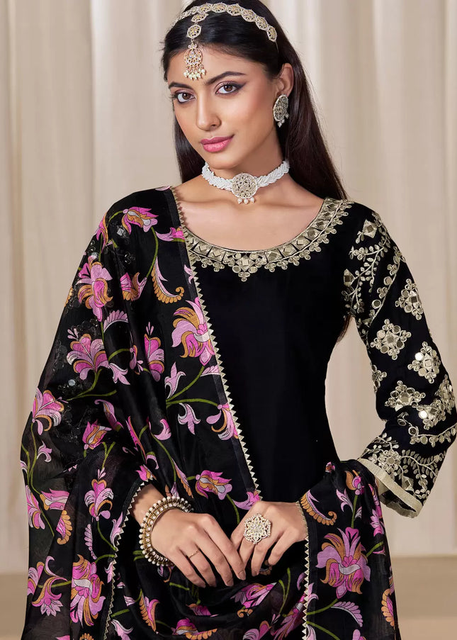 Black Embroidered Punjabi Suit