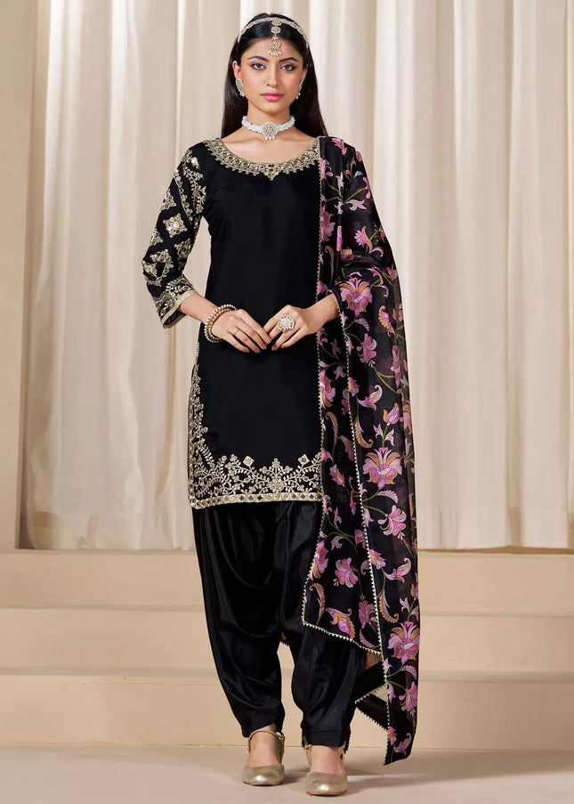 Black Embroidered Punjabi Suit