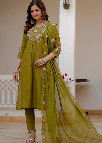Viscose Mango Silk Embroidered Pant Style Suit Series