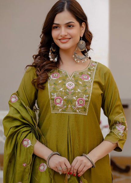 Viscose Mango Silk Embroidered Pant Style Suit Series