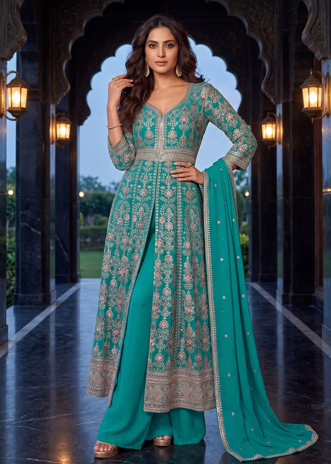 Chinnon Embroidered Anarkali Style Palazzo Suit Series
