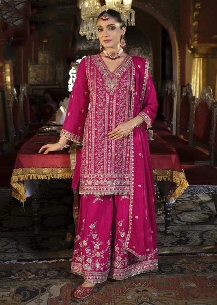 Pink Embroidered Palazzo Suit