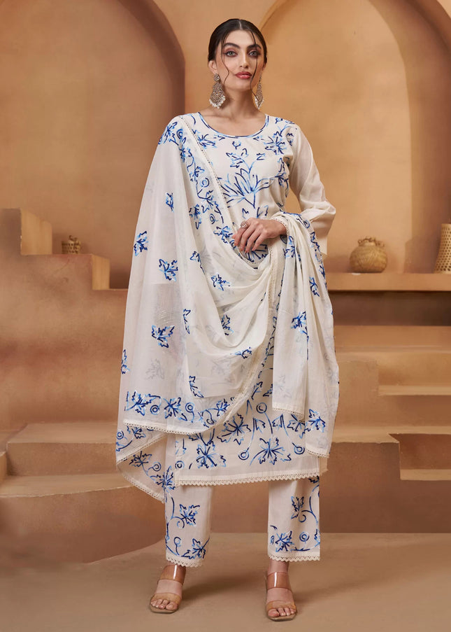 Offwhite Embroidered Pant Suit