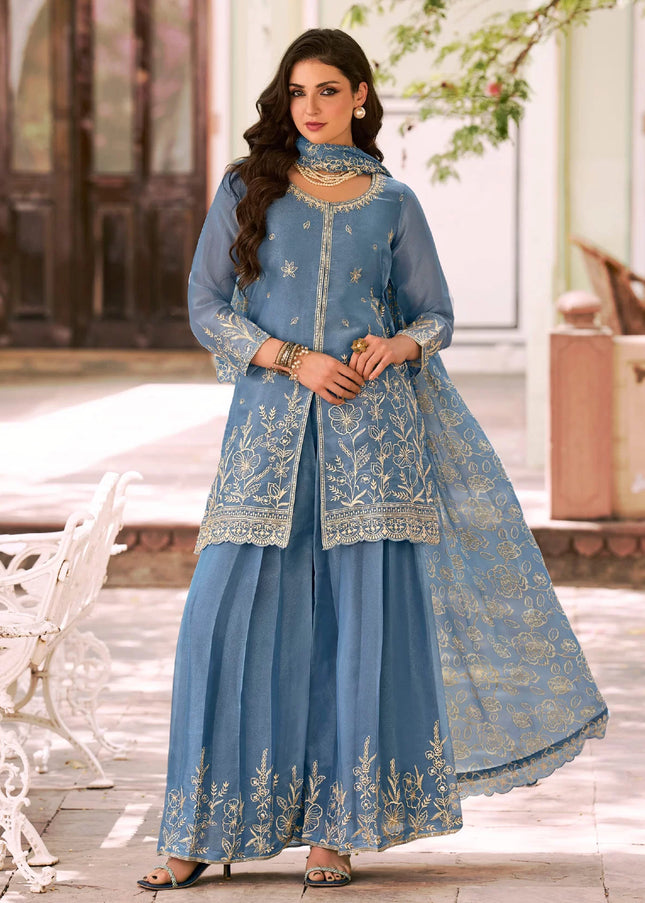 Silk Printed and Embroidered Palazzo Suit Series
