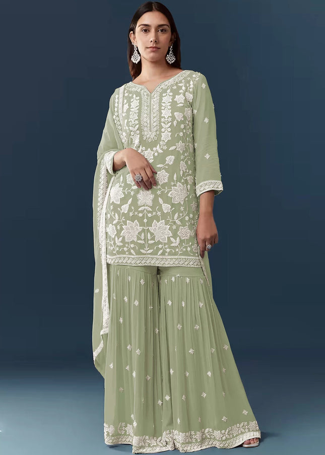 Georgette Embroidered Gharara Suit Series