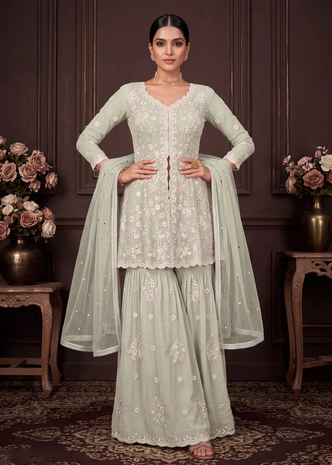 Georgette Embroidered Gharara Suit Series