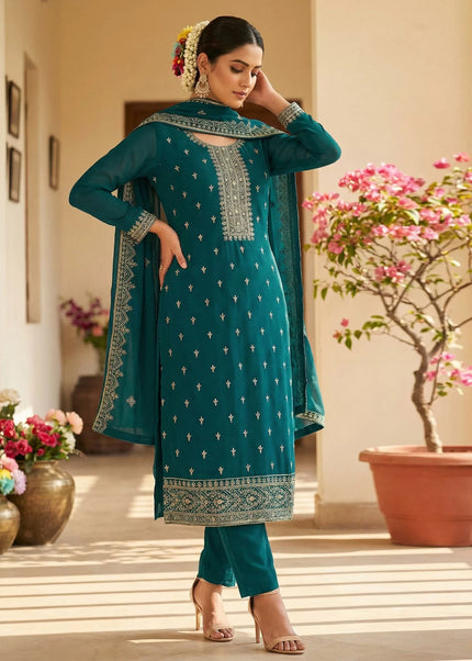 Georgette Embroidered Pant Style Suit Series