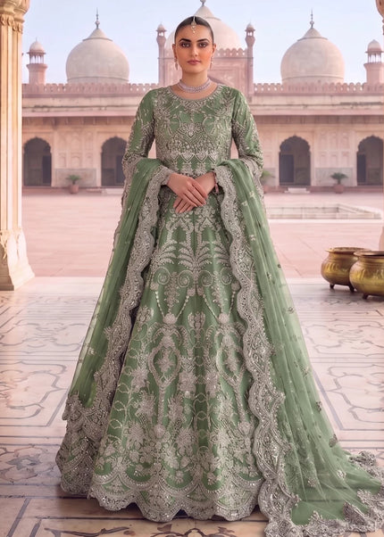 Green Embroidered Anarkali Gown