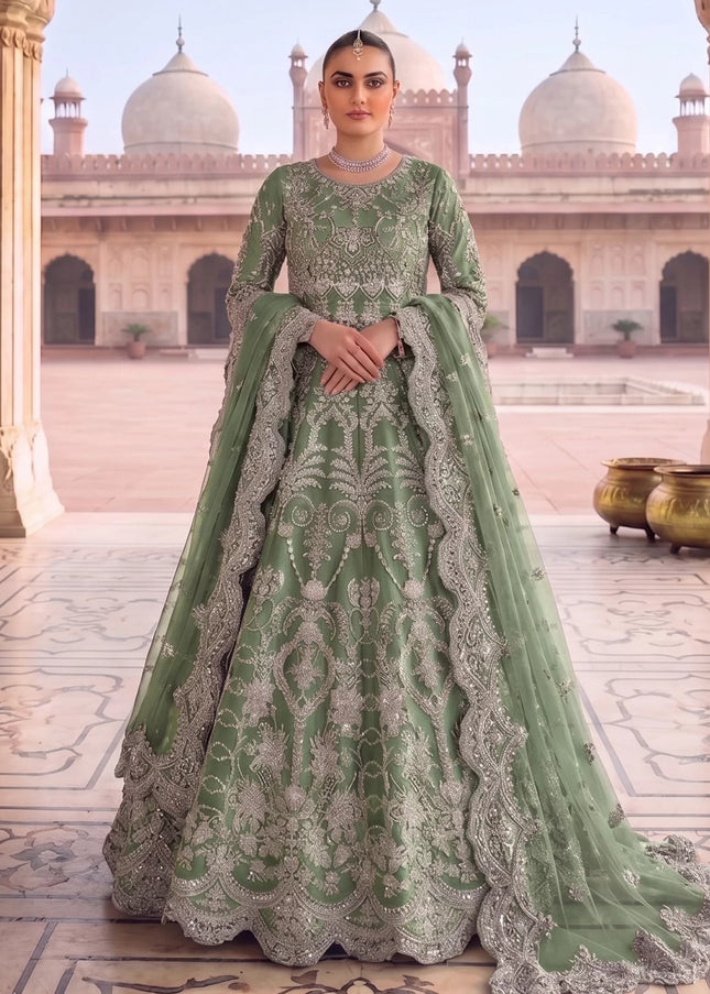Green Embroidered Anarkali Gown