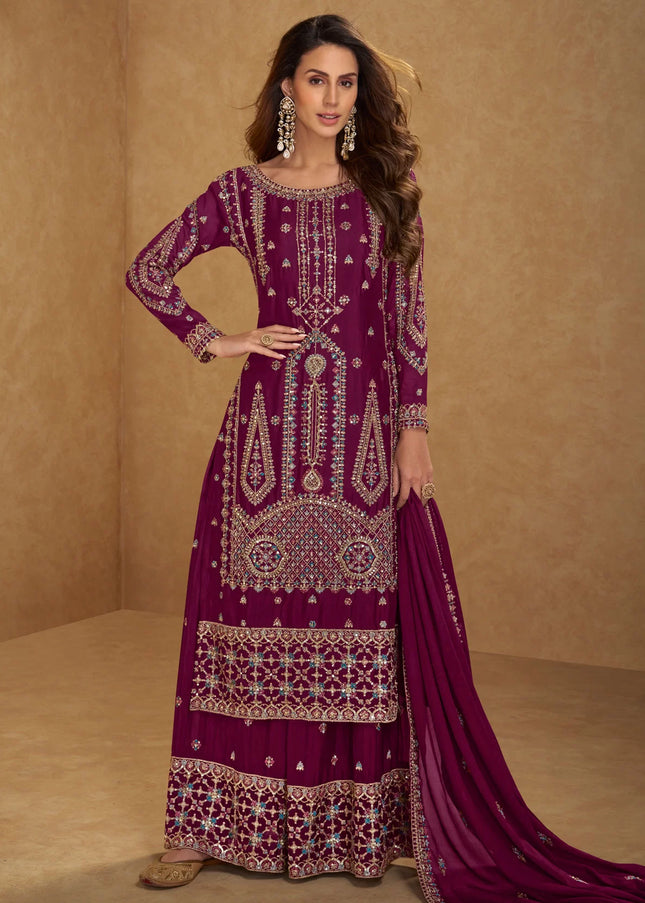 Chinnon Embroidered Sharara Suit Series