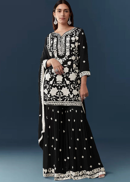 Georgette Embroidered Gharara Suit Series