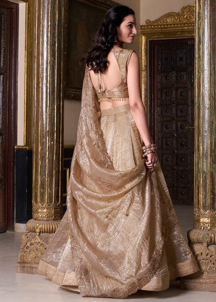 Beige Embroidered Lehenga Choli