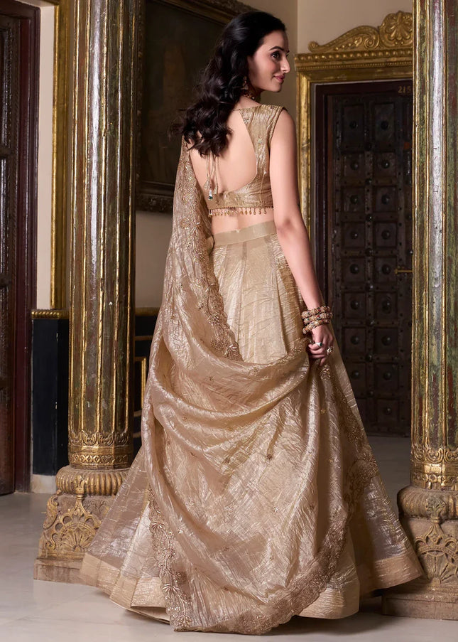 Beige Embroidered Lehenga Choli