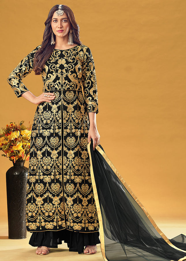 Black and Gold Embroidered Suit