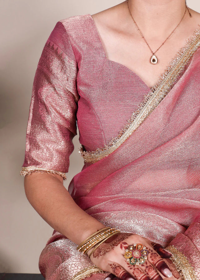 Light Pink Embroidered Saree