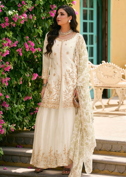 Silk Printed and Embroidered Palazzo Suit Series