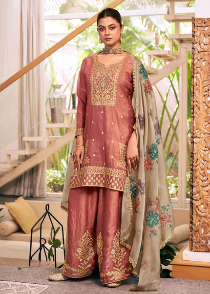 Fendy Silk Printed and Embroidered Palazzo Suit Series