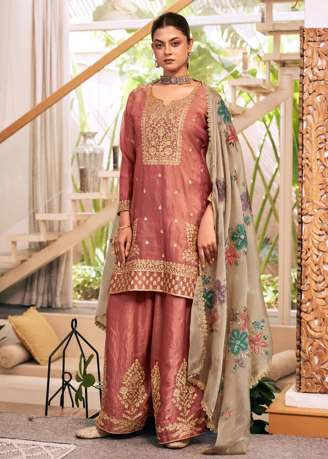 Fendy Silk Printed and Embroidered Palazzo Suit Series