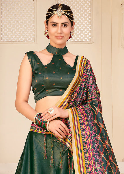 Dark Green Printed Lehenga Choli