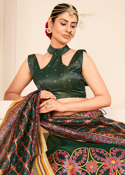 Dark Green Printed Lehenga Choli