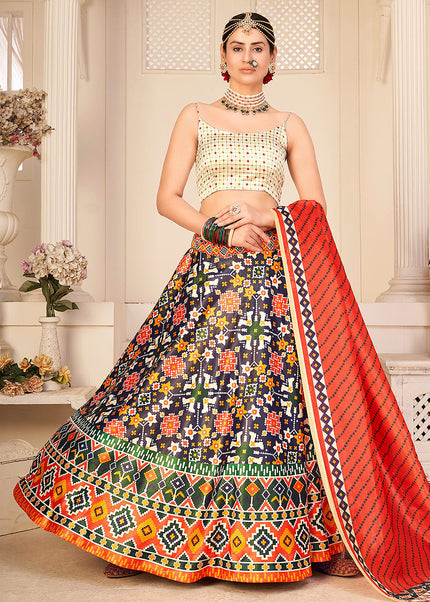 Blue Multicolor Printed Lehenga Choli