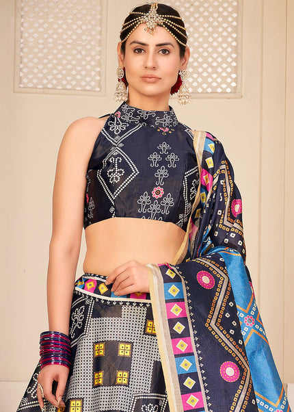 Black Multicolor Printed Lehenga Choli