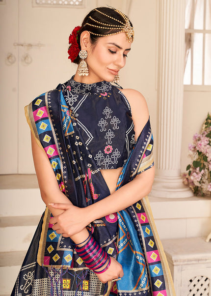 Black Multicolor Printed Lehenga Choli