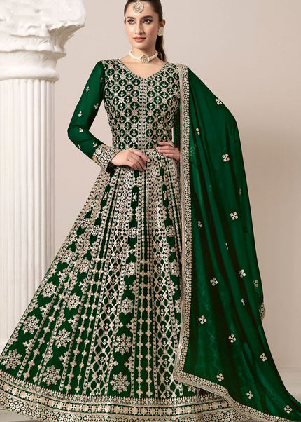 Green Embroidered Anarkali