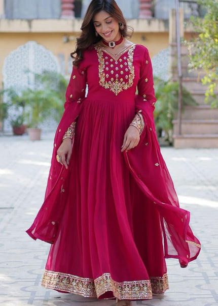 Pink Embroidered Anarkali Gown