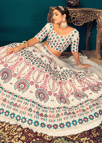 Offwhite Multicolor Embroidered Lehenga