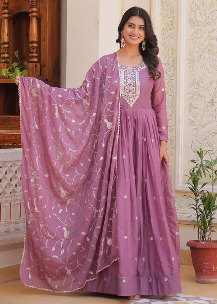 Pink Embroidered Anarkali Gown