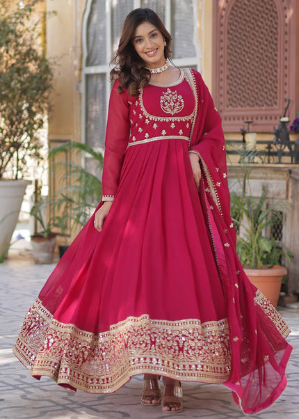 Pink Embroidered Anarkali Gown