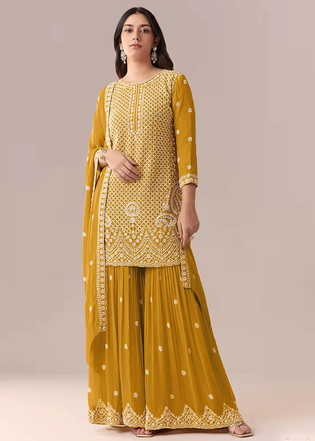 Georgette Embroidered Gharara Suit Series