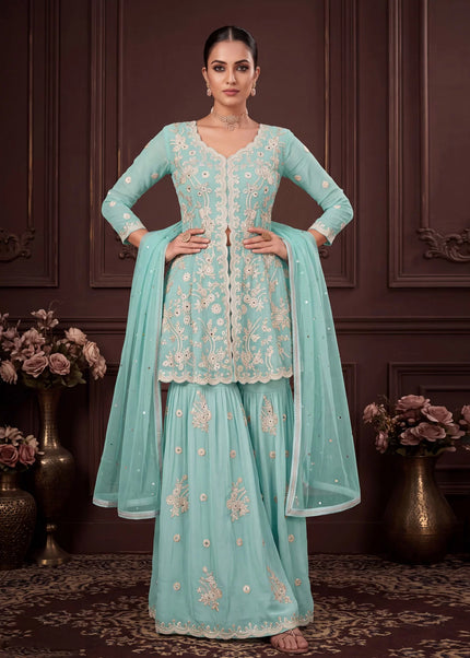 Georgette Embroidered Gharara Suit Series