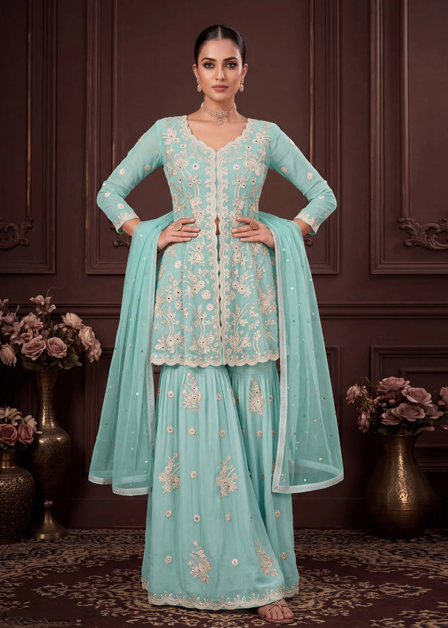 Georgette Embroidered Gharara Suit Series