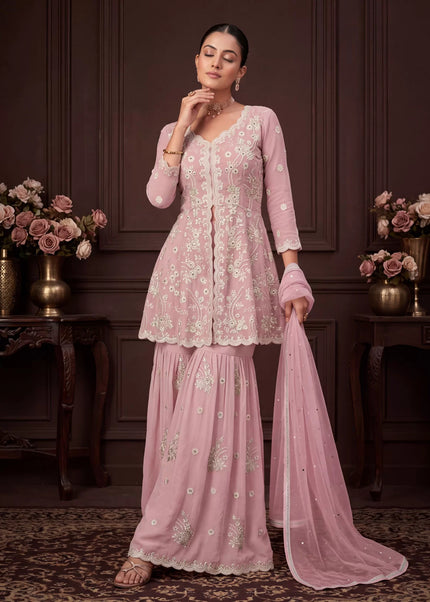 Georgette Embroidered Gharara Suit Series