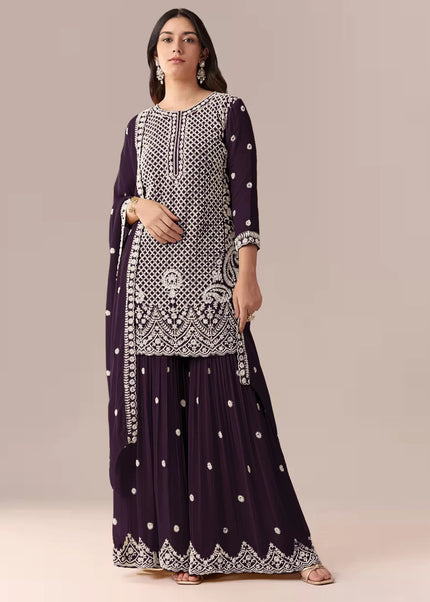Georgette Embroidered Gharara Suit Series