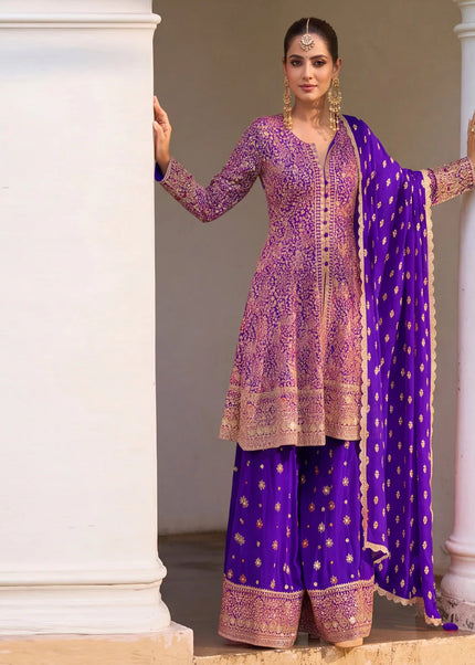 Georgette Embroidered Palazzo Suit Series