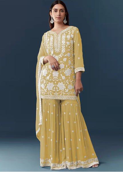 Georgette Embroidered Gharara Suit Series