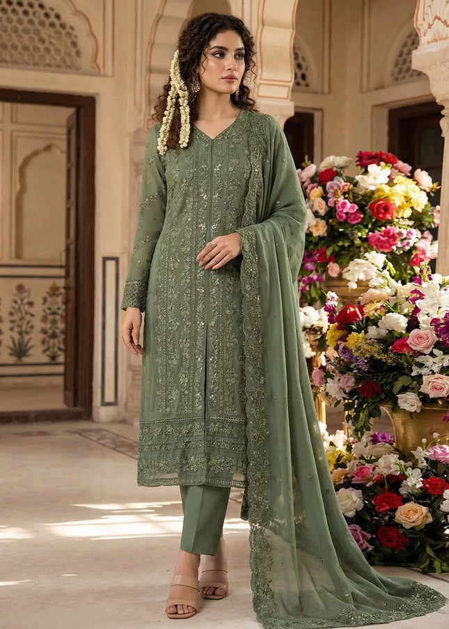Georgette Embroidered Pant Style Suit Series