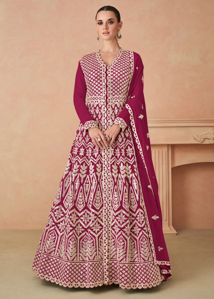 Pink Embroidered Anarkali Gown