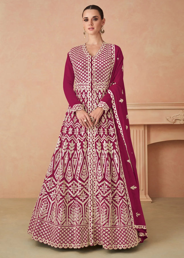 Pink Embroidered Anarkali Gown