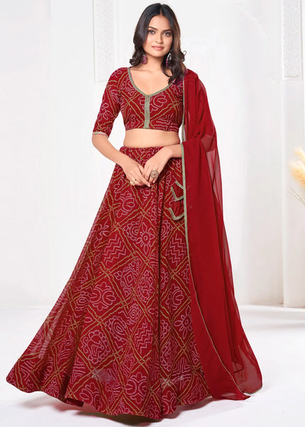 Red Embroidered Lehenga Choli