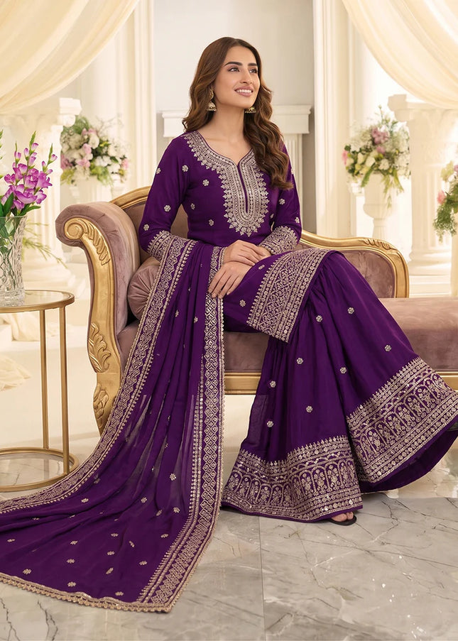 Chinnon Embroidered Gharara Suit Series