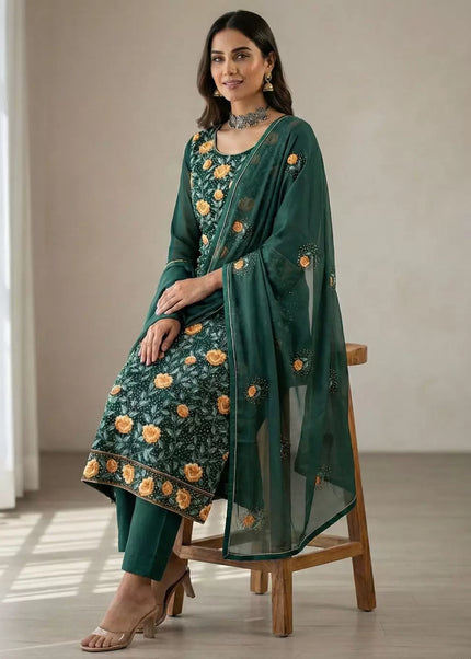 Sequins Embroidered Pant Style Suit