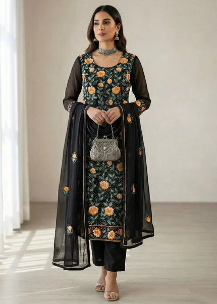 Sequins Embroidered Pant Style Suit